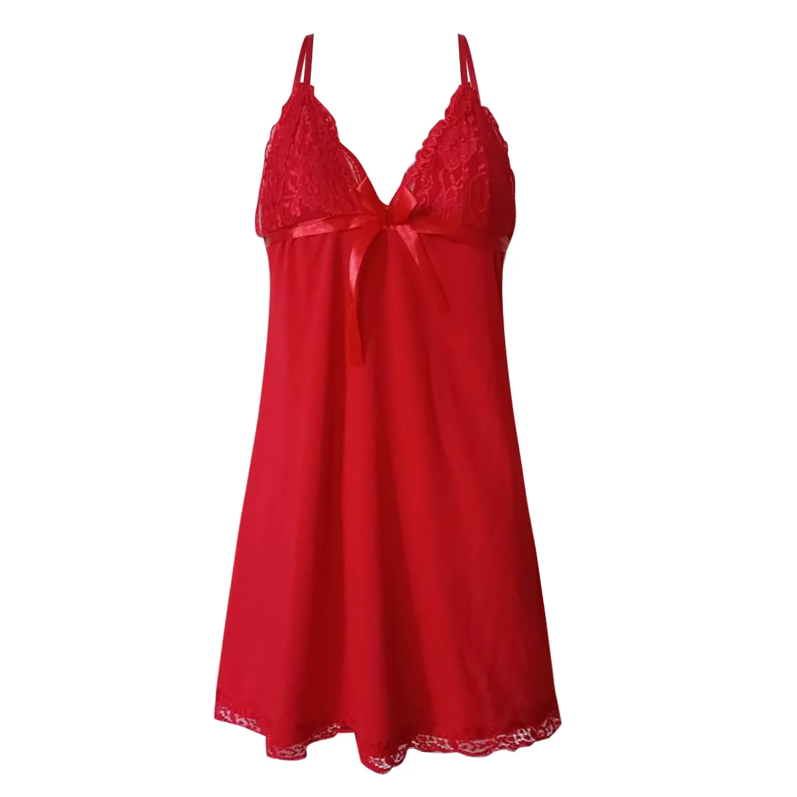 

Women Sexy Lace Lingerie Set Chemise Nightgown V Neck Full Slip Erotic Babydolls And Thongs Set Ultra Thin Lingerie For Women