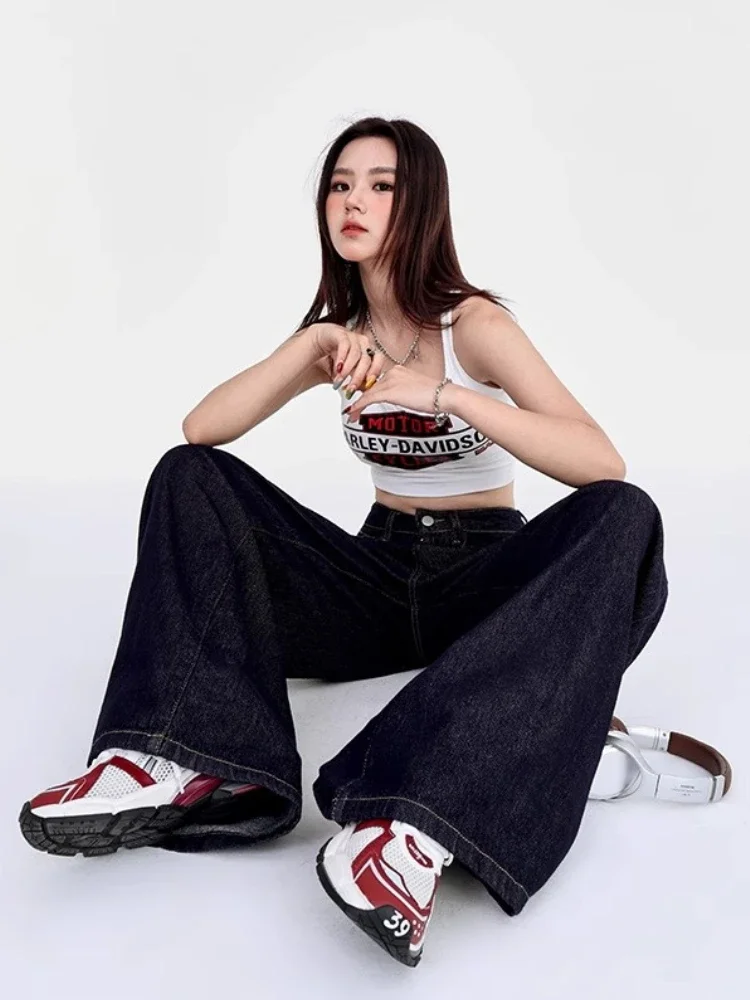 

Jeans Women American Retro Straight Loose Wide Leg High Waist Washed Trousers Streetwear Chic All-match Casual Cozy New Design