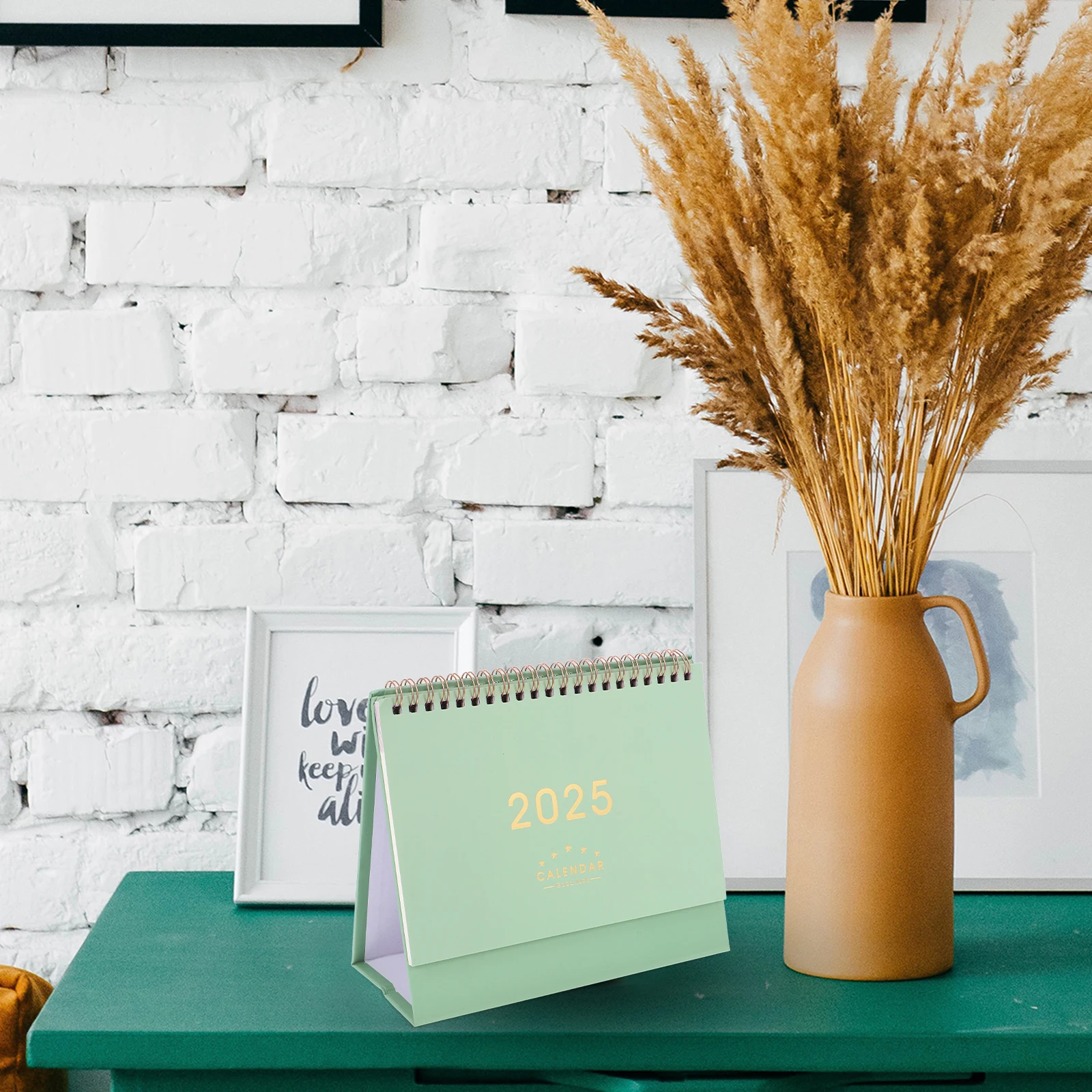 

Thick Paper 2024-2025 Standing Desk Easy Flip Coil Binding Office Tabletop Calendar Decorative Monthly Planner Mini