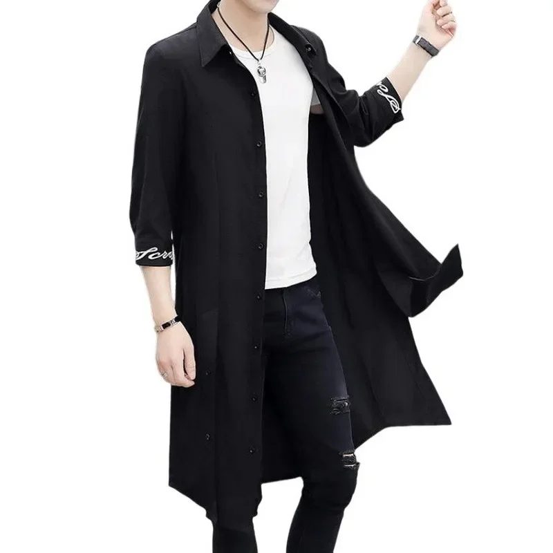 Men's Shirts Styles Trench Coat Mid-Length Sunscreen Cothing Outwear Men's Thin Outwear Clothing