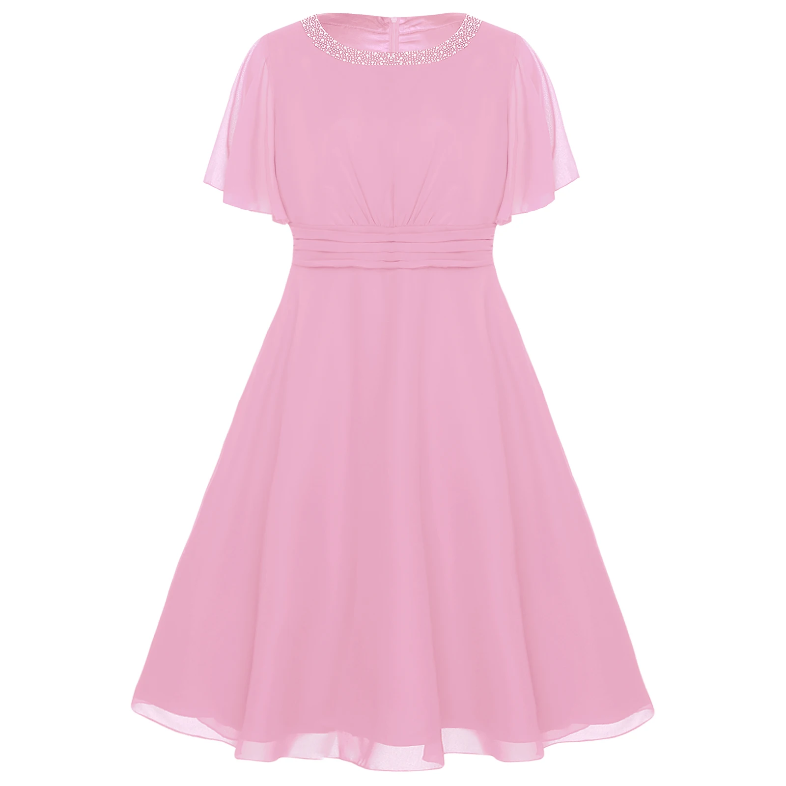 فساتين حفلات الزفاف فستان حفلات المرأة Ruched فستان شيفون فام مسابقة رسمية ألف خط عالية الخصر فستان رداء دي سواريه