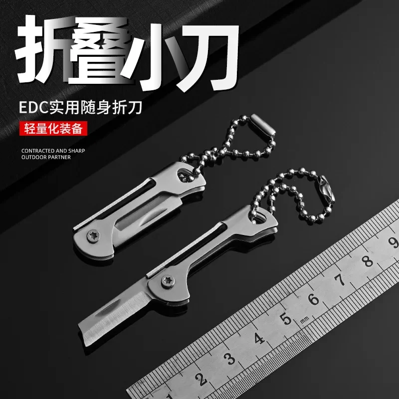 Outdoor Camping Equipment  Stainless Steel Fold Knife Mini Square Head Multi-function Pocket Keychain Pendant  Multitool