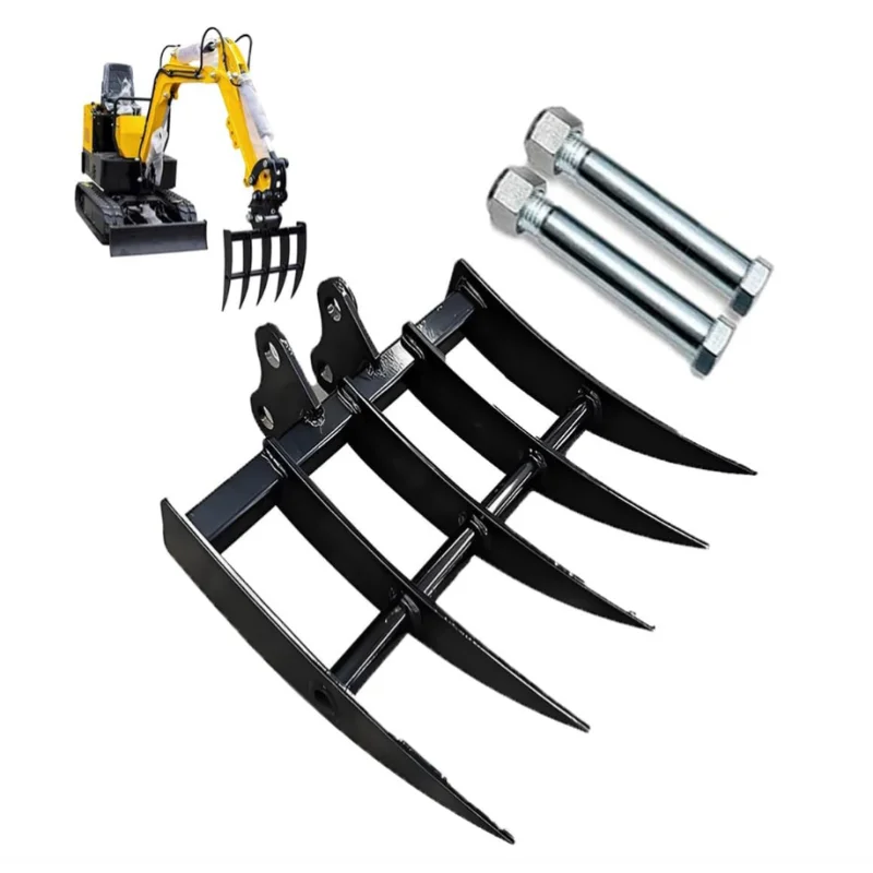 European And American Excavator Accessories Aechanical Quick Change Hydraulic Thumb Clip Bucket Mini Excavator Rake Attachment T