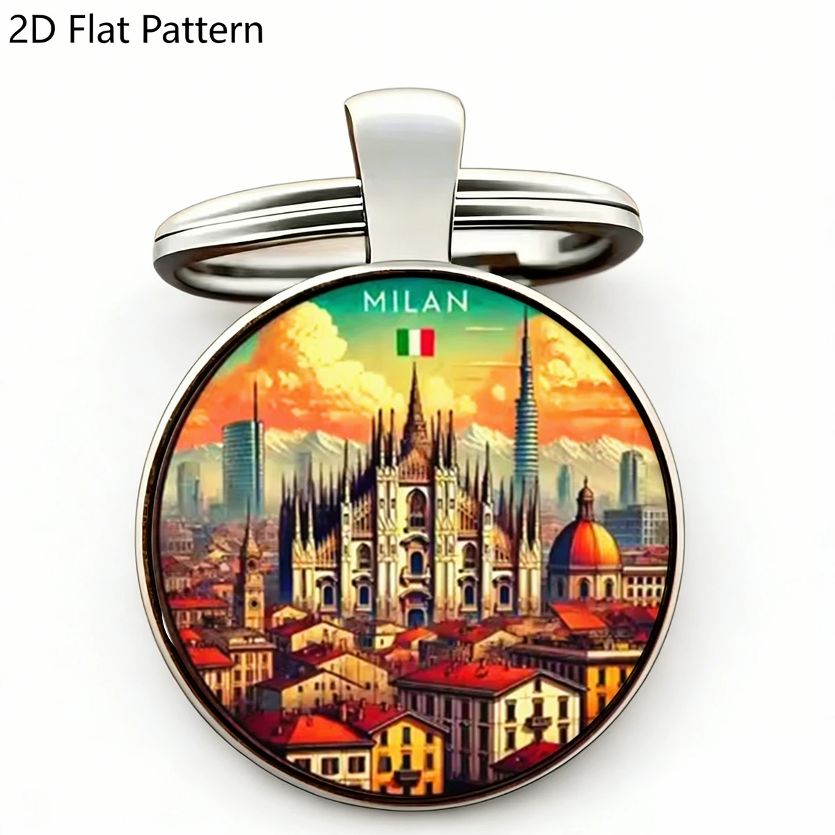 1PC Chaveiro Milão Itália - Lembrança de Viagem Cúpula de Vidro Cenário da Catedral Duomo, Pingente de Lembrança da Cidade Italiana