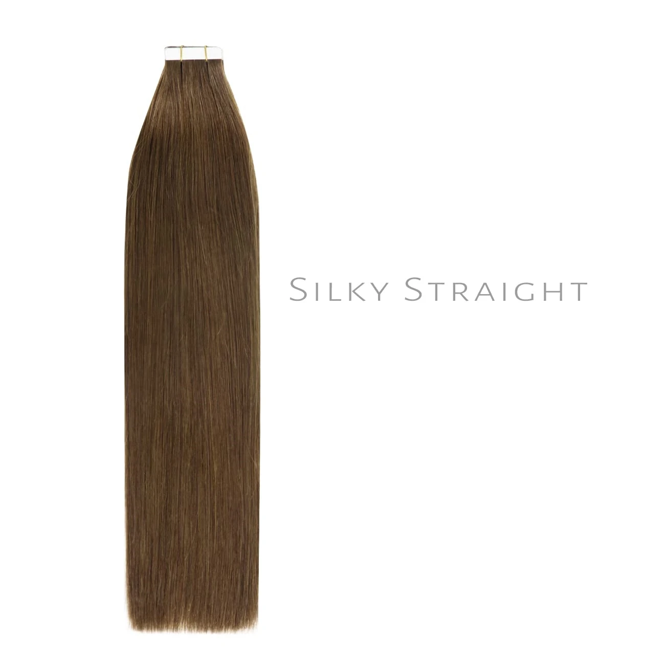 Ash Brown Straight Tape-In extensões de cabelo humano, 100% não transformados, trama da pele, cola adesiva para salão de beleza, #8