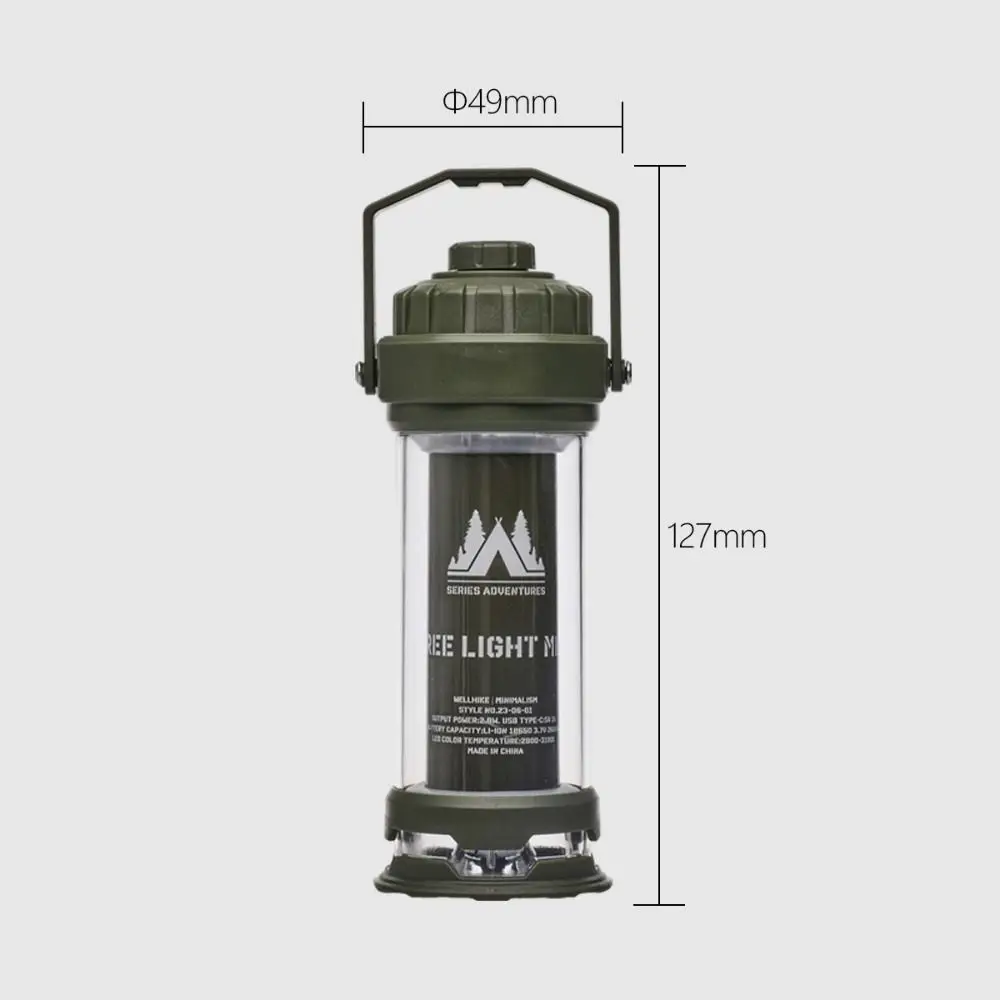 Lámpara de Camping de plástico, luces colgantes de ambiente recargables, color negro, caqui y verde, luces multifuncionales para tienda de campaña de 2600mAh