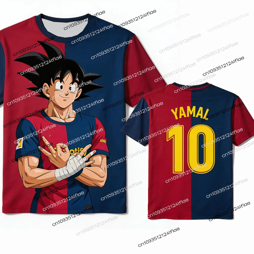 Nueva Camiseta de Fútbol Española de Edición Especial Dragon Ball Z Goku, Camiseta Deportiva para Hombre del Barcelona, Equipación Especial de Yamal