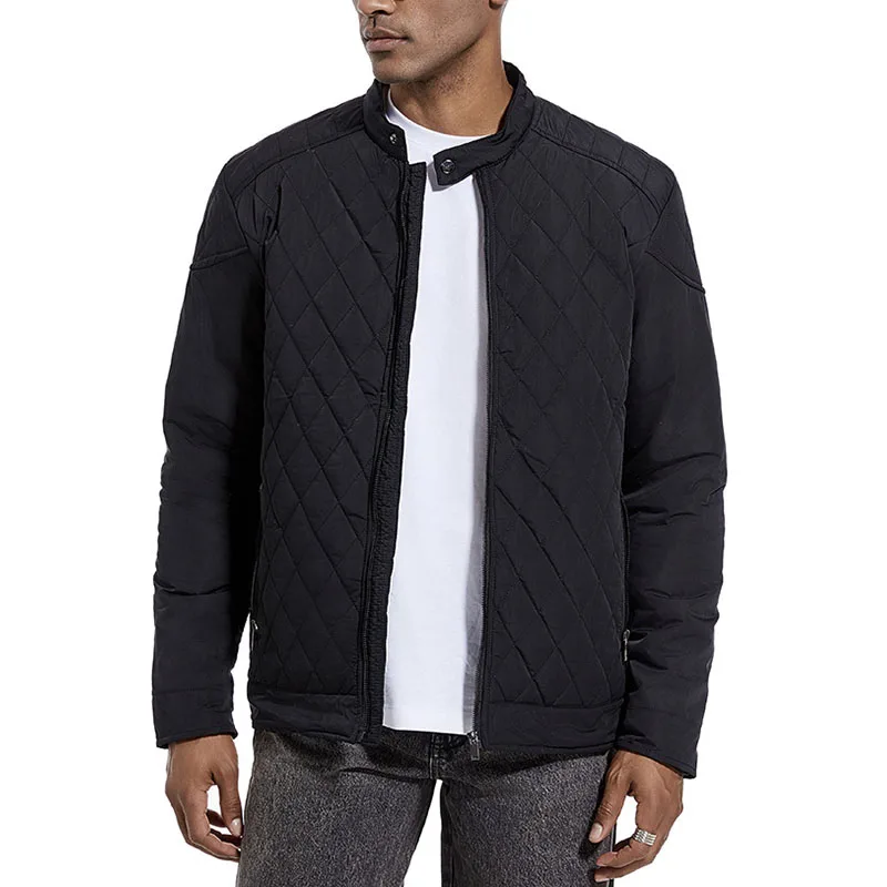 秋冬メンズスタンドカラーパーカー厚く暖かい綿入りコート無地男性ヴィンテージスリムアウターボンバージャケット