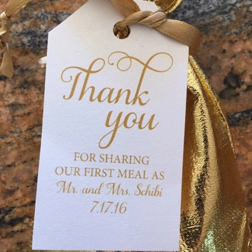 Thank You Wedding Favor Tags,Printed Tags, Plating Thank YouTags, Thank You for Sharing Our First Meal as Mr and Mrs, 25 Custom