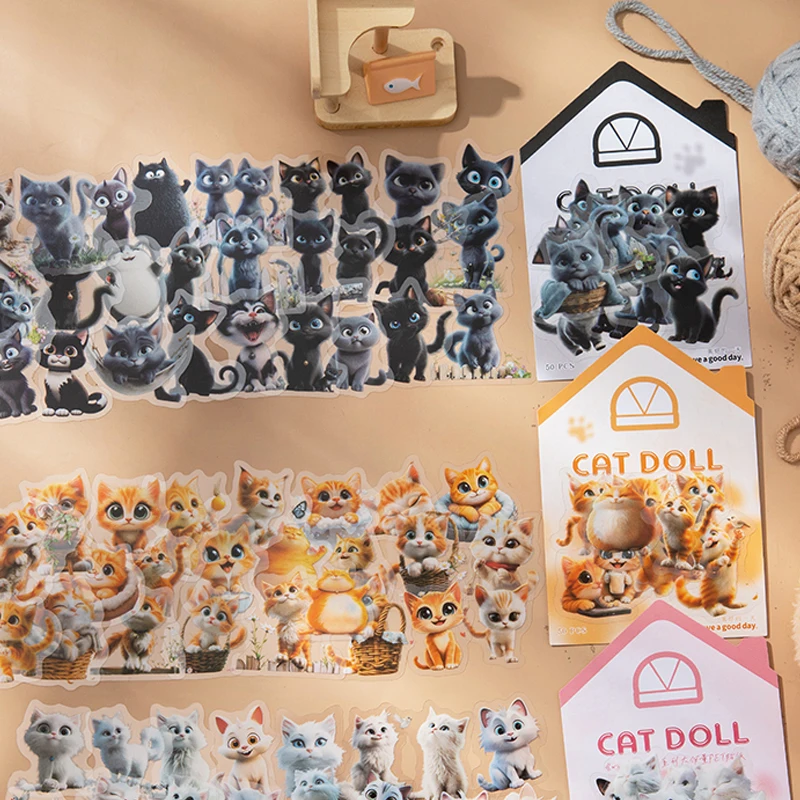 100 قطعة مفتوحة مواء مواء دمية سلسلة جزء كبير ملصقات الحيوانات الأليفة كتيب الكولاج DIY بها بنفسك سكرابوكينغ بطاقات المعايدة المغلفات بطاقة بريدية #4