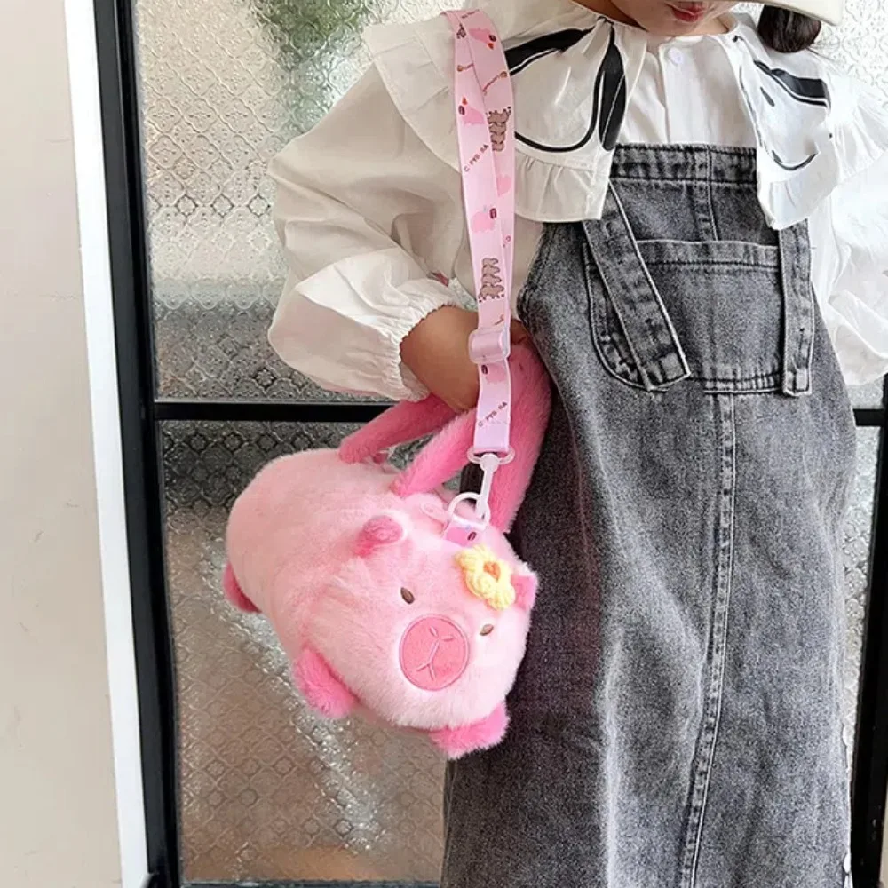 Regalo PP algodón Capybara bolso tipo cubo suave estilo coreano Panda bolso cruzado creativo flor dibujos animados Animal bolso diario