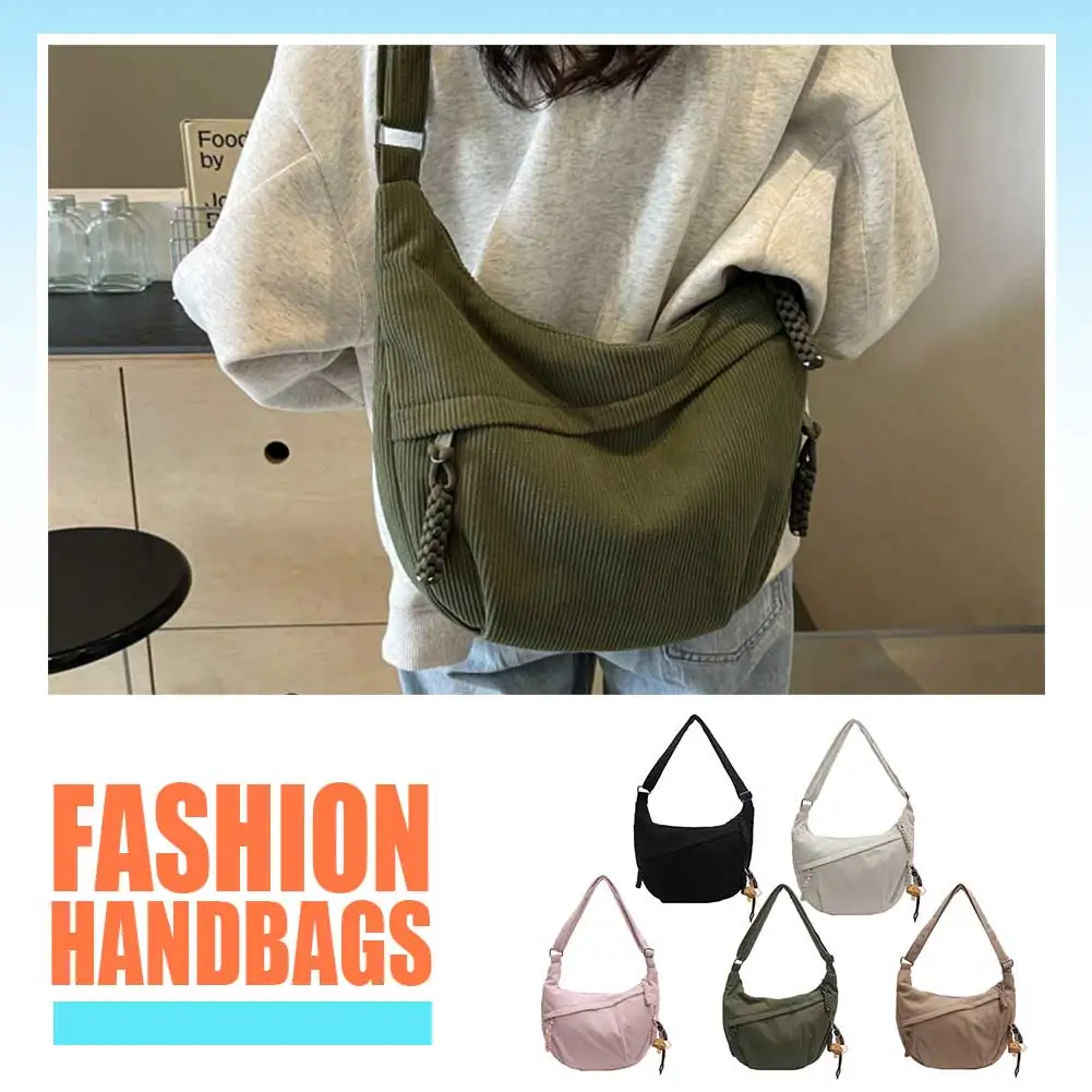 

Женская стильная сумка для пельменей, большая вместительная сумка через плечо в форме полумесяца, повседневная сумка-мессенджер с регулируемым ремешком и подвеской, дорожная сумка