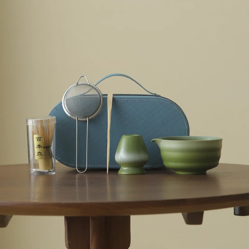 

Portable Matcha Set For Outdoor New 5PCS Japanese Stoneware Bowl 100prong Whisk Complete Matcha Kit With Compact Travel Design