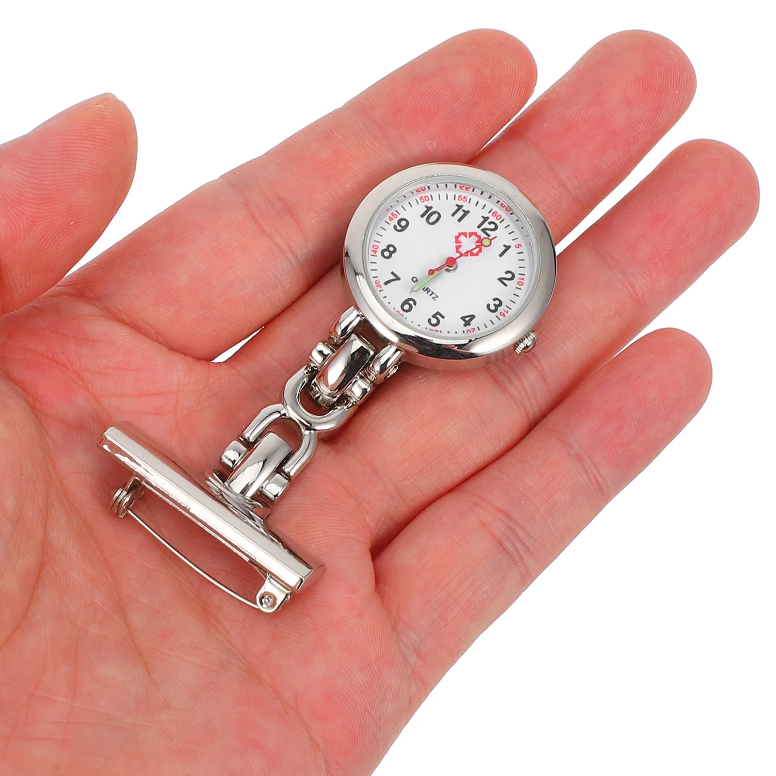 ساعة جيب للممرضات الطبية البيضاء بتصميم بسيط معلق مع مشبك دبوس بتصميم ريترو للهدايا