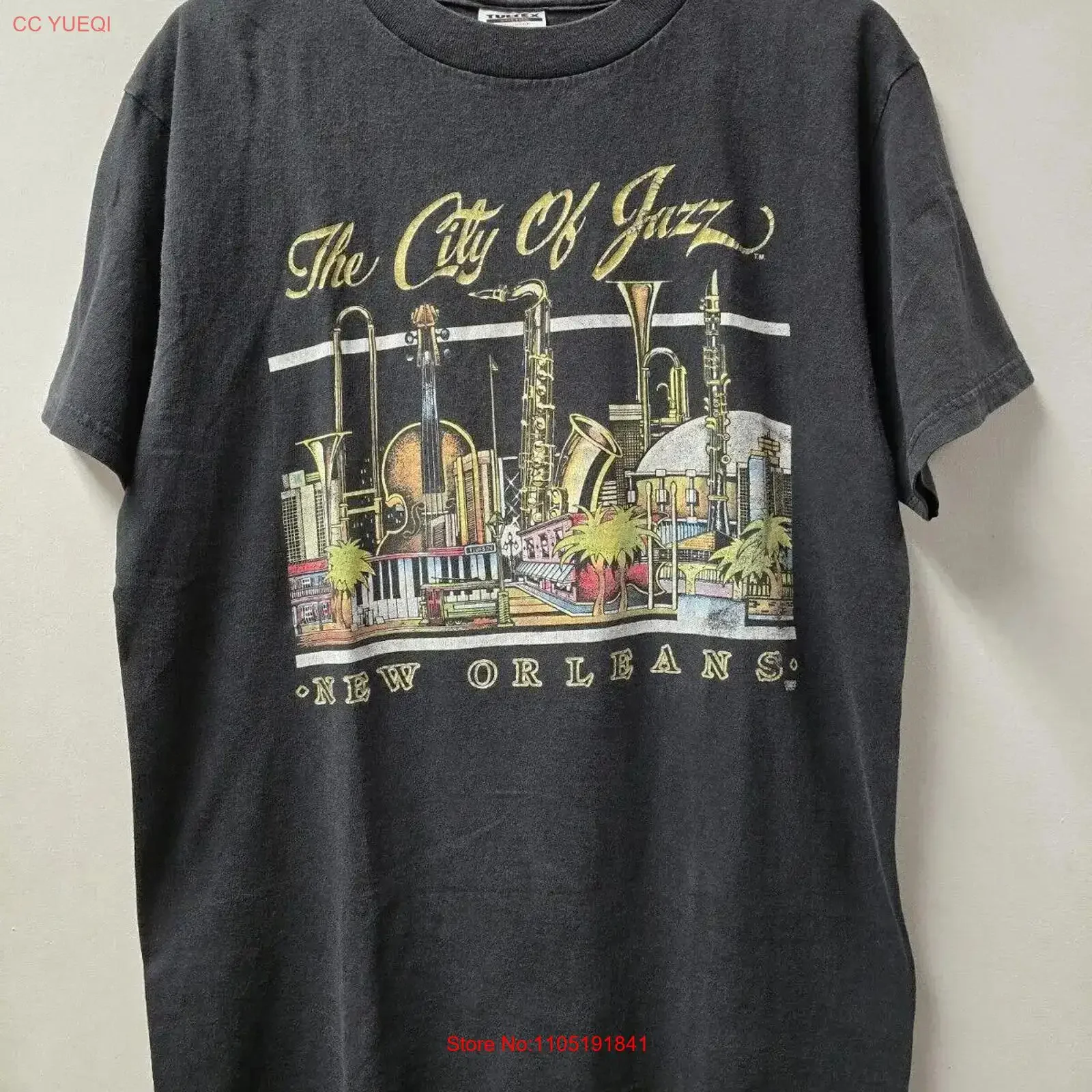 Vtg 90s New Orleans The City Of Jazz T Shirt L Music vintage Washed Comfortable graphic Casual Versatile streetwear Stretched