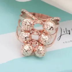 585 purple gold bead rings for women14K rose gold open geometric exaggerated alternative sparkling party jewelry gift