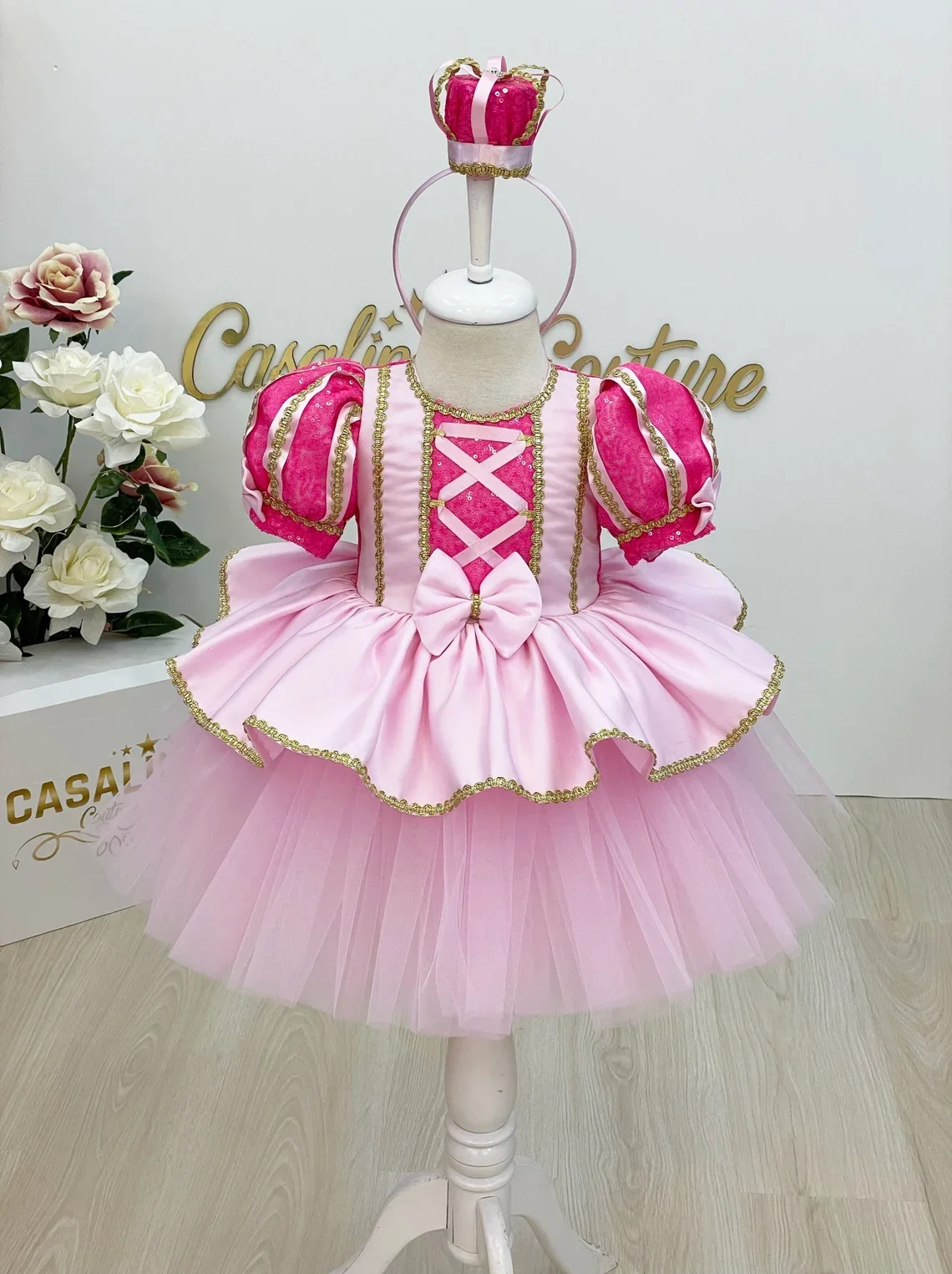 Robes courtes de fête d'anniversaire pour petites filles, en Tulle, à paillettes, bouffantes, pour concours de mariage, robes de première Communion