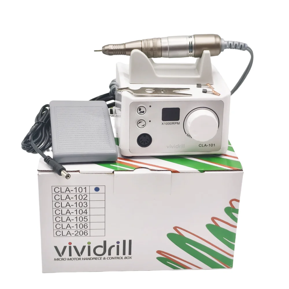 Ponceuse à ongles électrique 65 W Strong210 Vividrill, appareil de manucure 35 K H200, poignée, fraise, lime à ongles, vernis