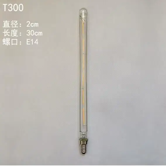 T300 E14/E27 LED 30cm de largo bombilla Edison blanco cálido 2700K 220V 110V AC85-265V