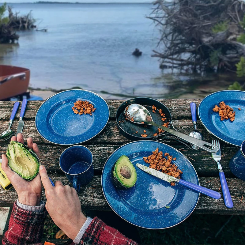 

Speckled Enamel Dinner Set Enamel Camping Mug Bowl and Plate Speckled Enamel Dinner Set 24-Piece Enamel Tableware Set