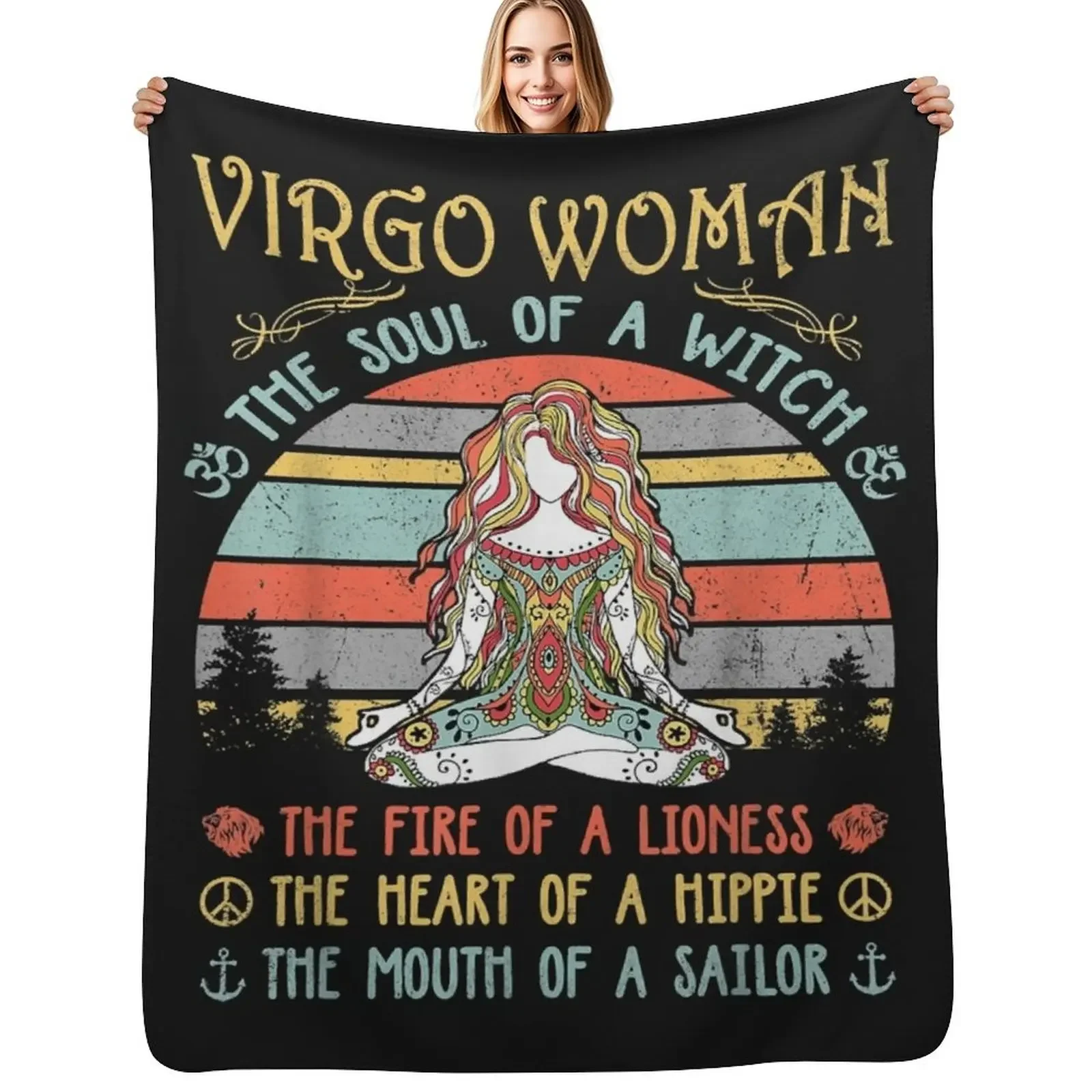 

Virgo Woman The Soul Of A Witch Vintage Birthday Gift Throw Blanket Luxury Designer Summer Flannels Blanket