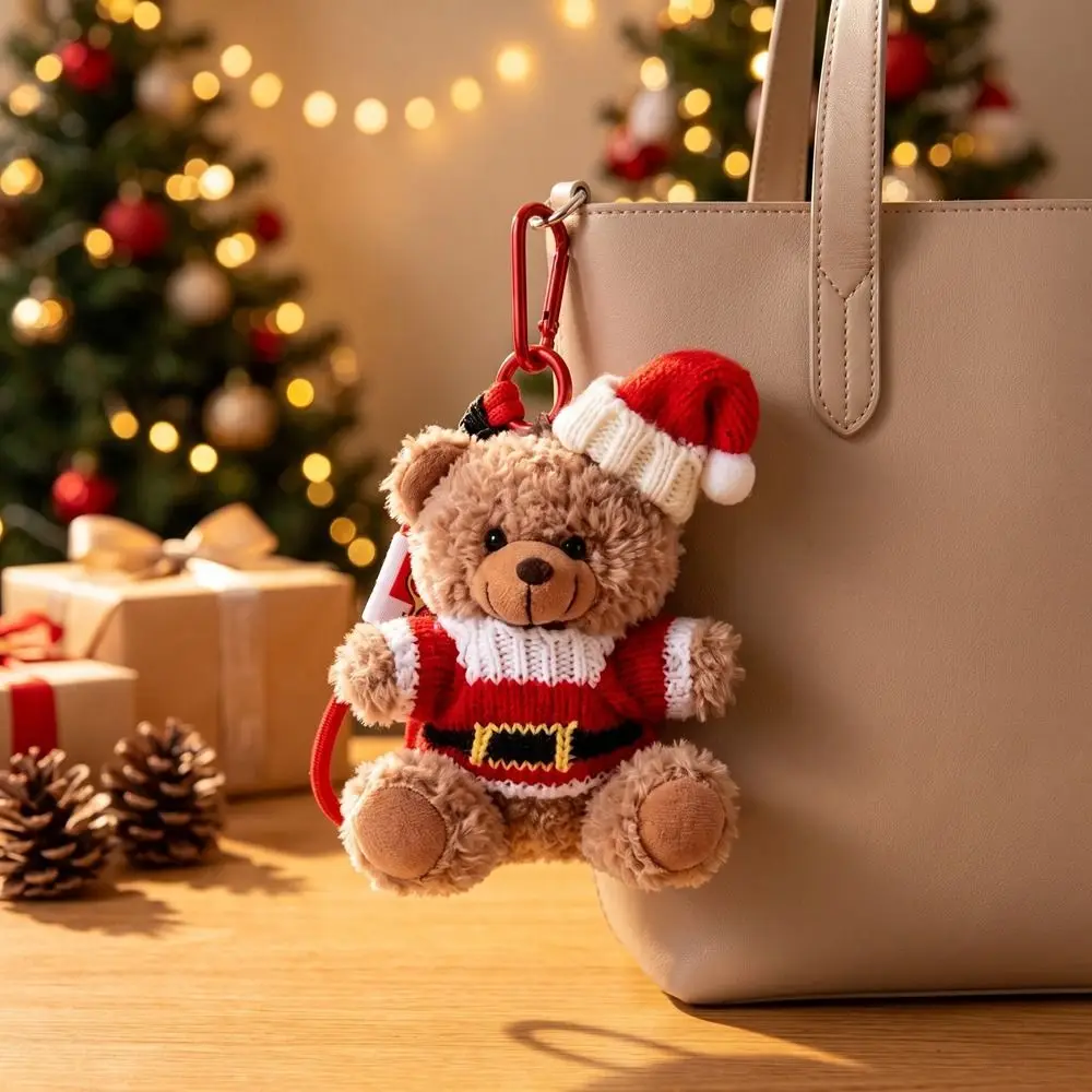 Bag Pendant Soft Christmas Bear Pendant Red Cartoon Christmas Tree Pendant Key Ring Cartoon Santa Keychain Girls