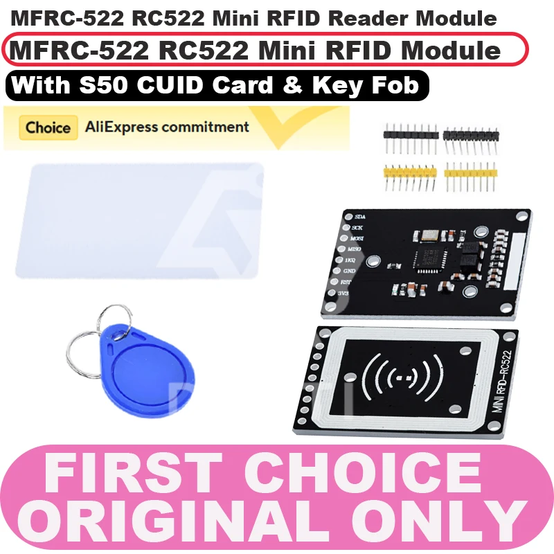 MFRC-522 Мини-черный модуль RC522 Мини-модуль считывания RFID |   Компактный датчик карты IC 13,56 МГц ​ ​   Tri-Interface (SPI/I2C/UART)