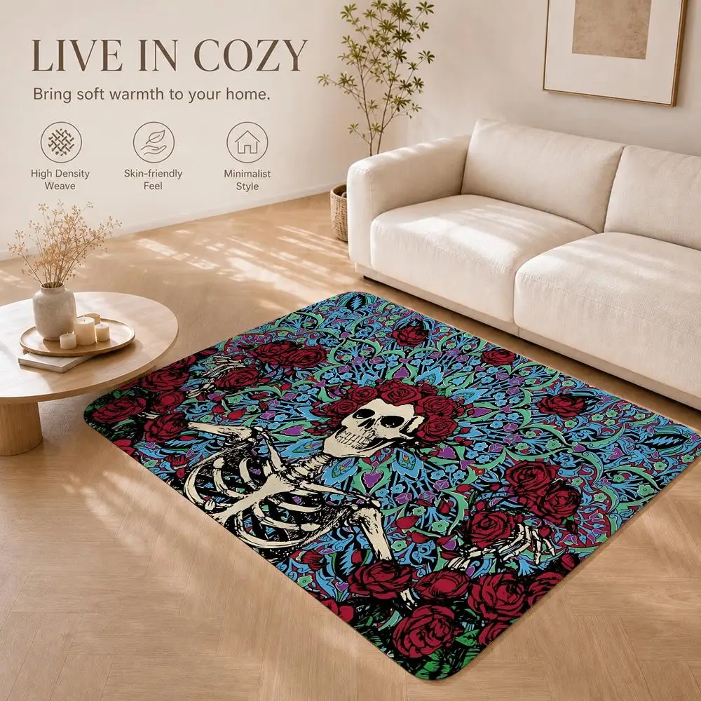 Classic Rock Band G-Grateful Dead Floor Mat Non-Slip Absorbent Floor Mat Decorative Rug for Home Bathroom Bedroom Entryway
