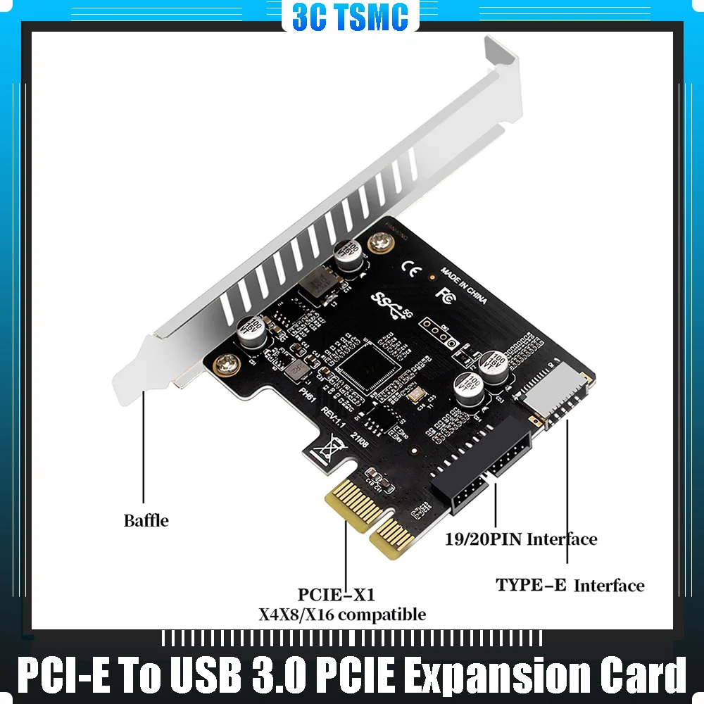 

ПК PCI-E к USB 3.0 Карта контроллера расширения PCIE 19-контактный PCI-E к USB 3.0 Концентратор-сплиттер Плата расширения