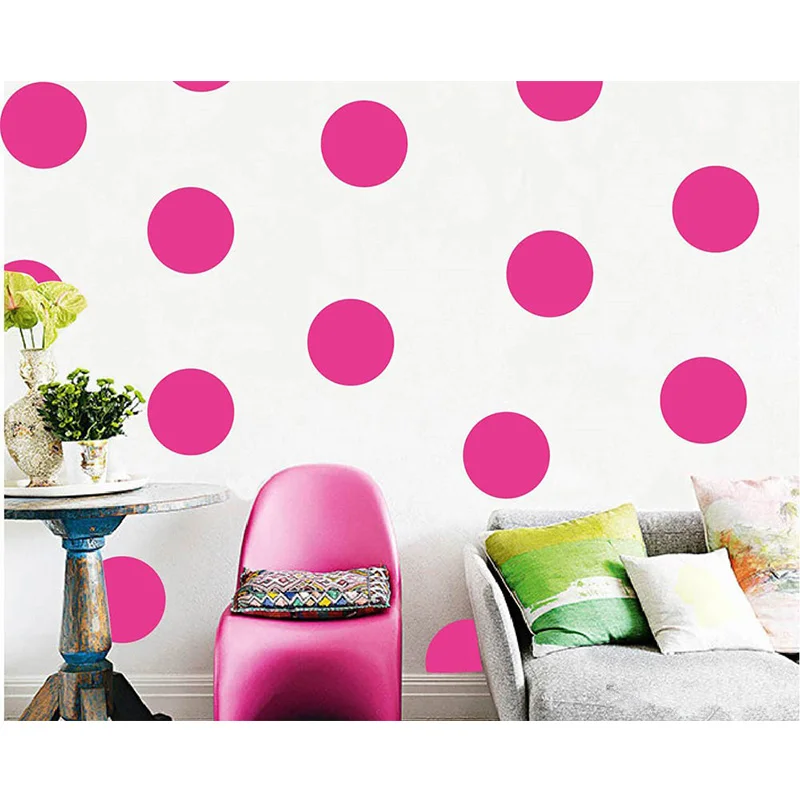 

Shiny Rose Yellow Polka Dots Wall Stickers Circles DIY Stickers For Kids Room Baby Nursery Room Home Decoration Wall Decals Viny