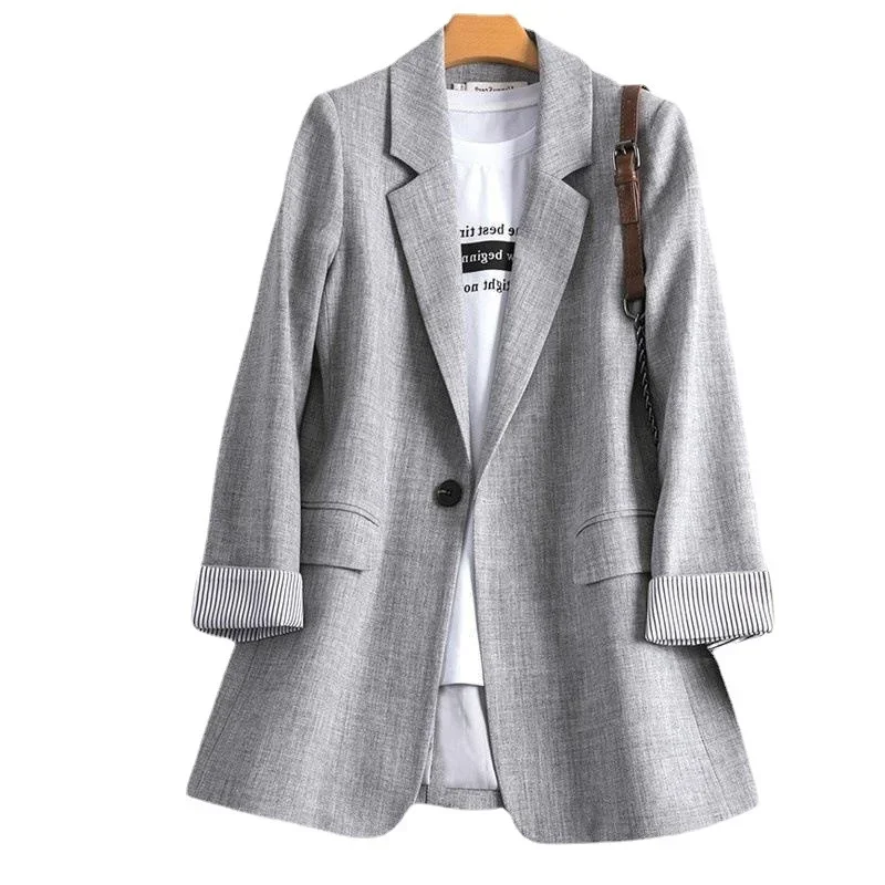 New Ladies Long Sleeve Spring Casual Blazer New Fashion Business Plaid Suits Women Work Office Blazer Women Coats Woman Jacket