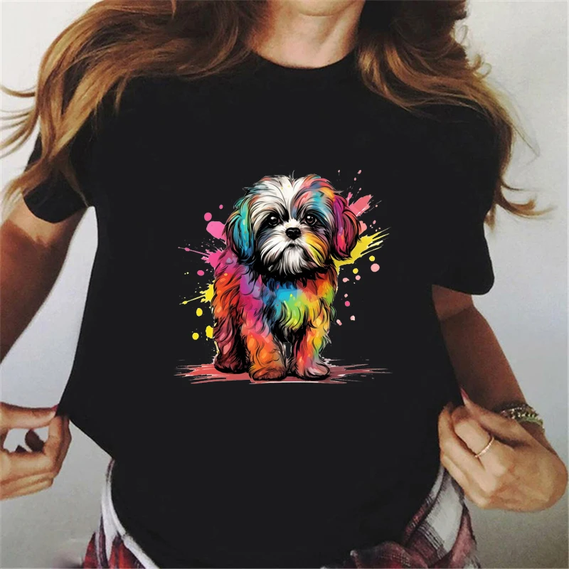 

Vintage Chinese Crested Dog Printed T Shirt Women Dog Lover Friends Birthday Gift Tshirt Summer 2025 Women’s Clothes T-shirt Y2K