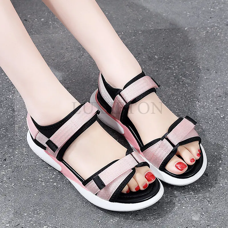 Womens Flat Sandal Plus Size Women Casual Sandals Summer Platform Shoes Flat Sandalen Dames Schoenen Black Pink Woman Shoes