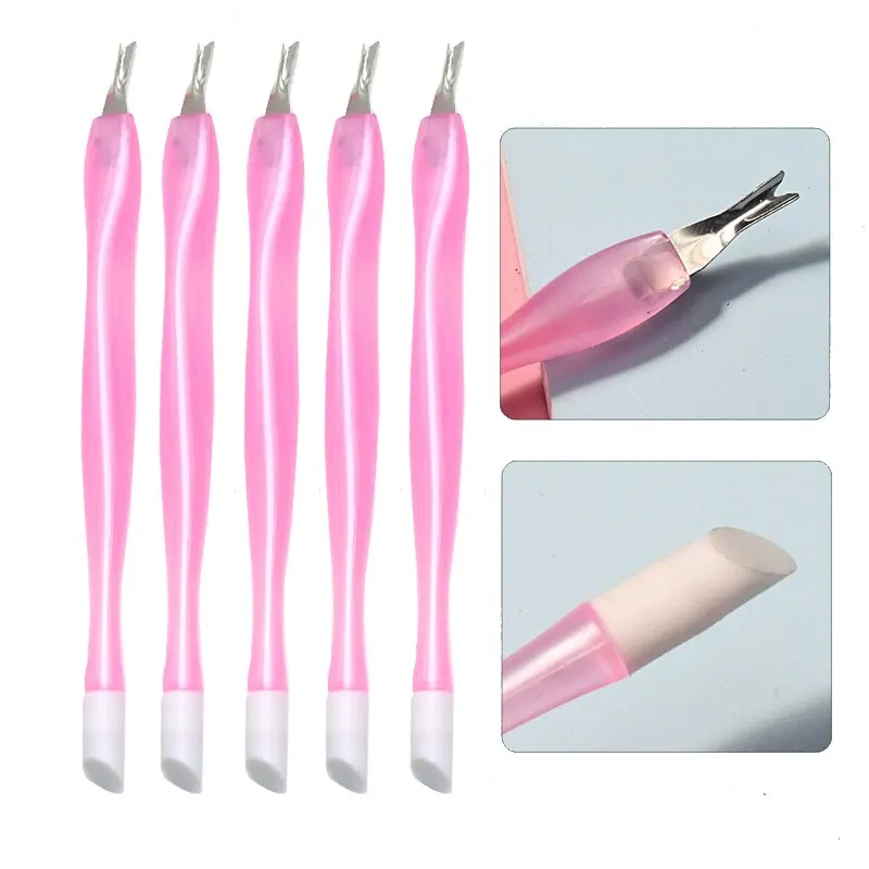 2 sposoby Manicure skórek do paznokci lakier żelowy UV popychacz trymer do Pedicure ze stali nierdzewnej martwa skóra narzędzia do pielęgnacji skórek