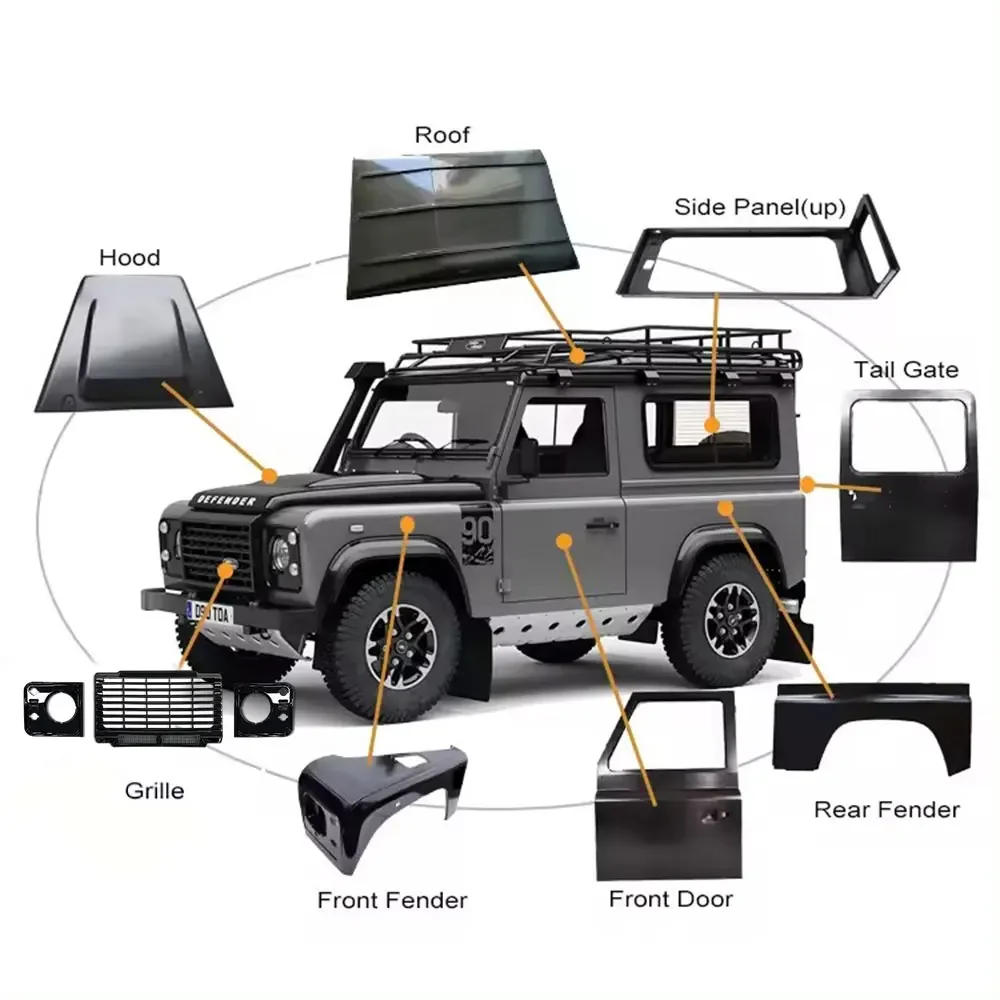 Replacement Chassis Defender 90 Full Body Panel Complete Metal Auto Bodykit for Land Rover  