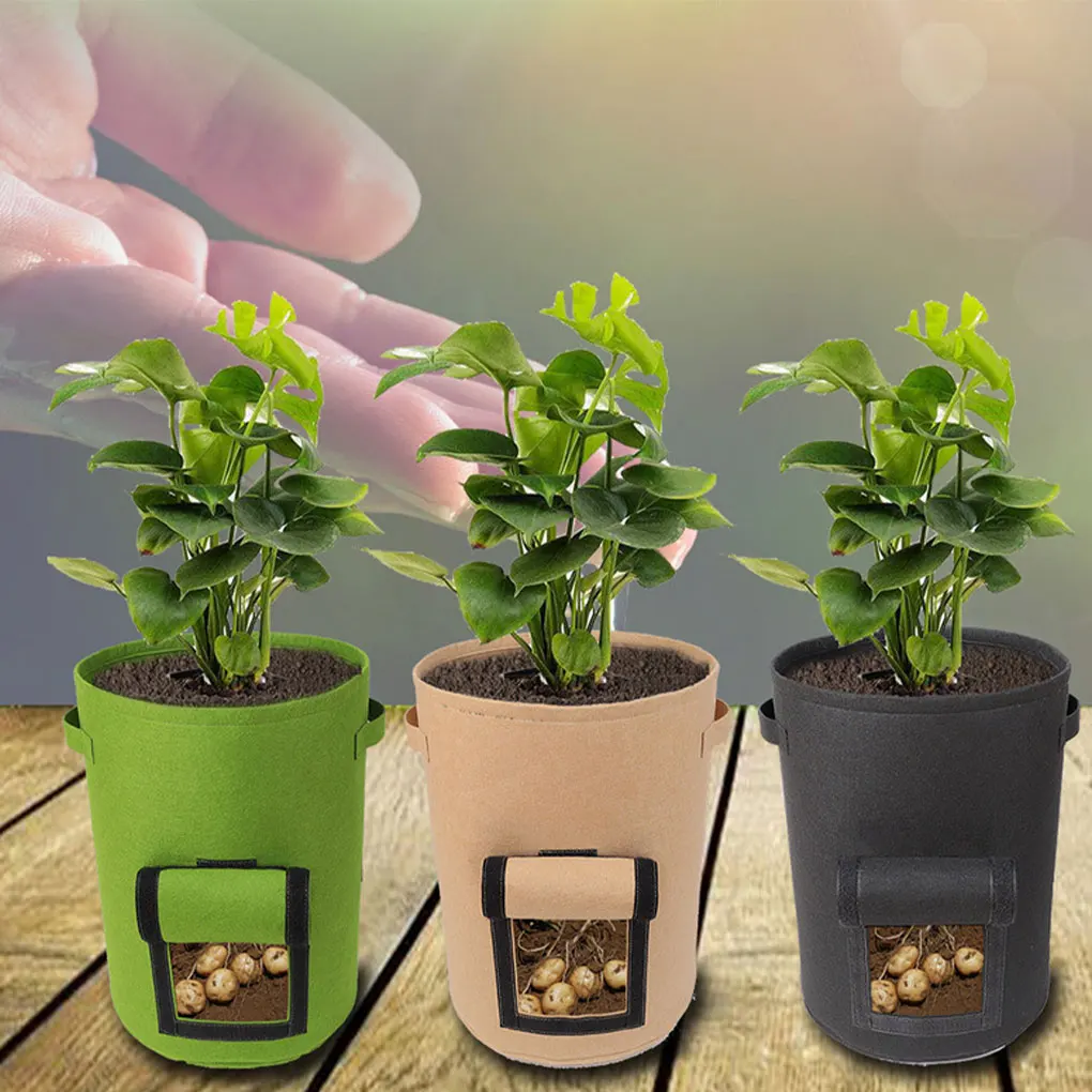 Felt Potato Herb Grow Bag Recycled Gardening Seedling Vegetable Plant Containers Growing Bags Upside Down Small