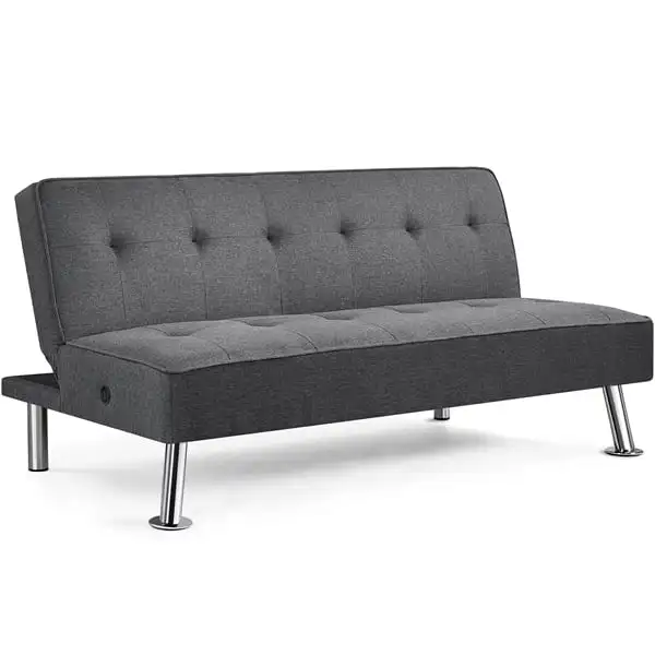 Futon konvertibel kain Modern dengan furnitur ruang tamu USB