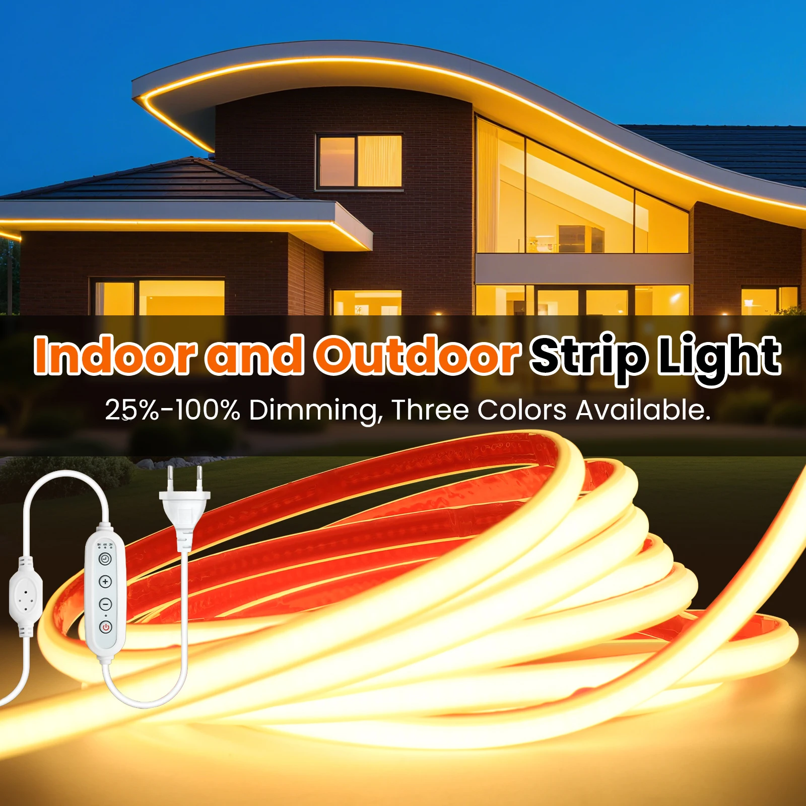 

Светодиодная лента COB с регулируемой яркостью, 220 В, неоновая подсветка, вилка стандарта ЕС, 288 светодиодов/м, водонепроницаемая, гибкая, самоклеящаяся лента для освещения кухни, спальни, сада