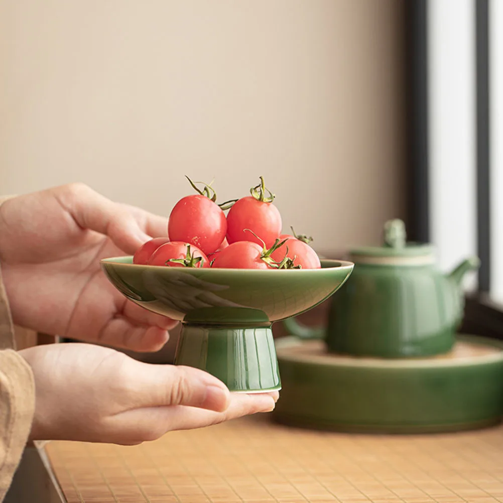 

Ceramic Footed Snacks Plate Elegant Fruit Tray Perfect for Pastries Desserts Cookies and Candy Footed Ceramic Plate