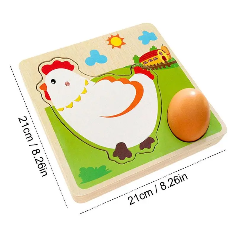 Animal Shape Wooden Puzzle For Toddler 3D Chicken Shape Toddlers Puzzle Montessori Toy Baby Montessori Learning Puzzles