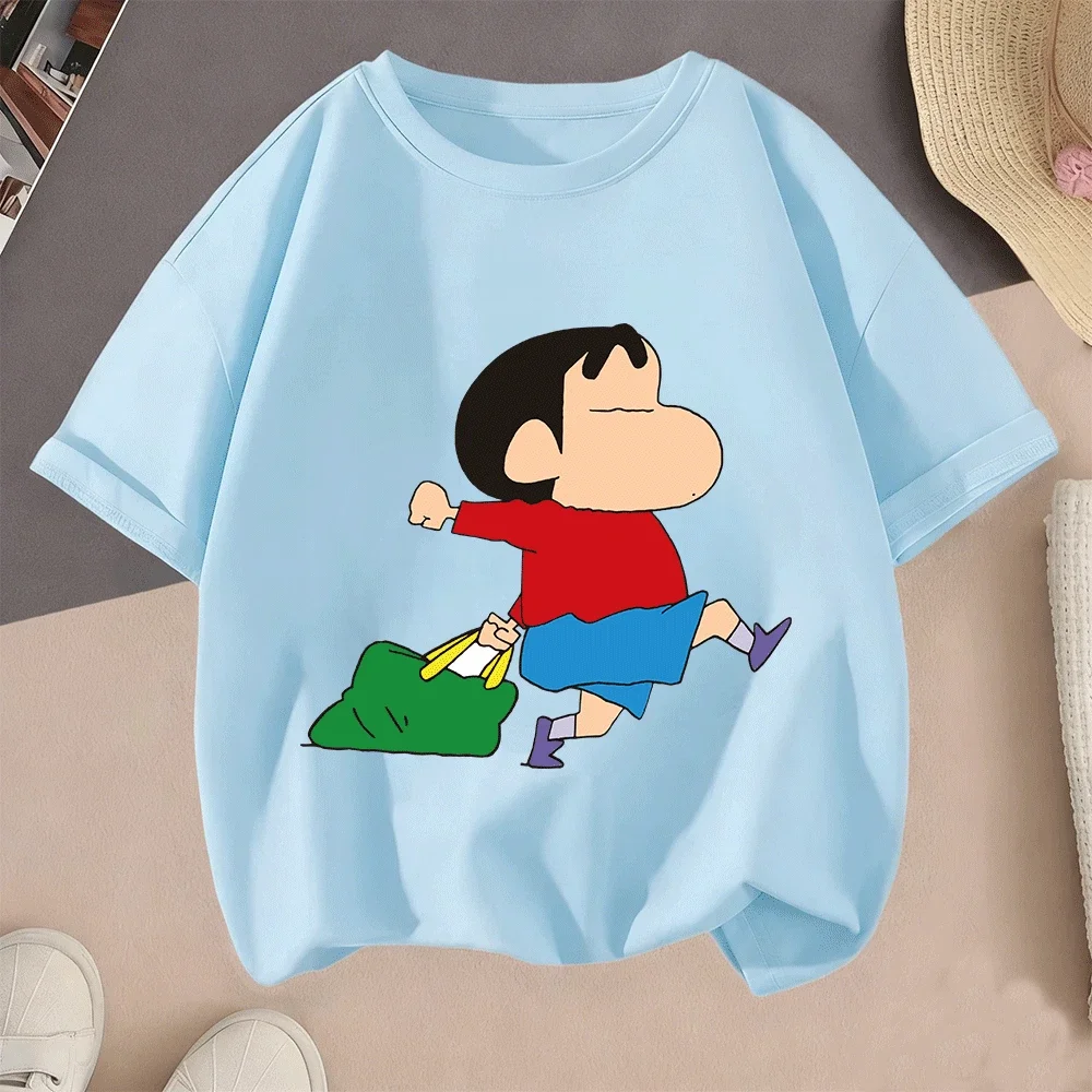 

Crayon Shin Chan 2026 New Hot Sale Cartoon Casual Summer Short Sleeve 2D Printed Tops For Children Teenagers Girls Boys