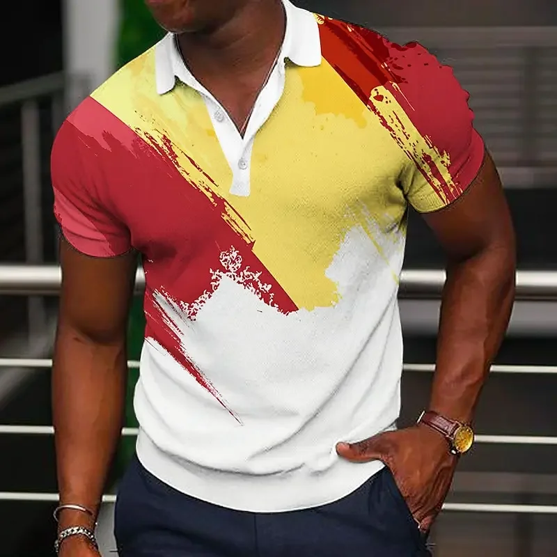 

Men's Polo Shirt Three Color Graffiti Print Short Sleeve T-Shirt For Men Fashion Casual Man Clothing Oversized Golf Sport Shirts