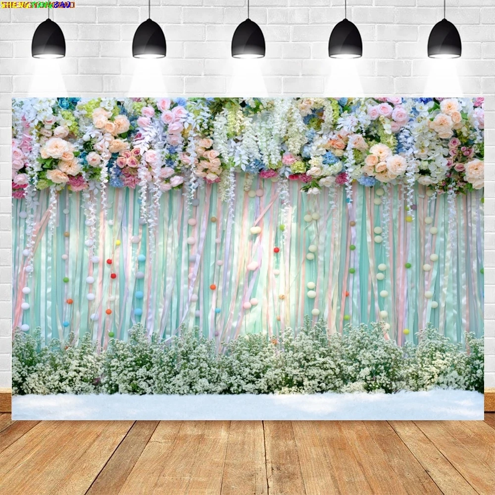 결혼식 배경 꽃 커튼, 신부 샤워, 결혼 약혼식 파티, 초상화 사진 배경, 사진 스튜디오 소품