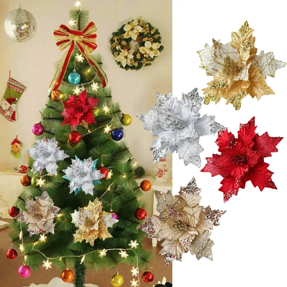 Bling Flowers Christmas Decoration Christmas Celebrations Christmas Tree Flower Delightful Baubles Design Festive Atmosphere