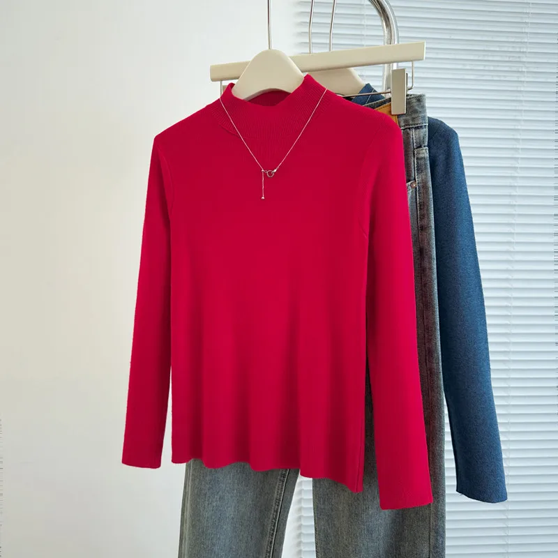 2025 Turtleneck Sweater Casual Autumn Winter Pullover Sweaters Simple Chic Jumpers Women Vintage Basic Solid Knitted Tops