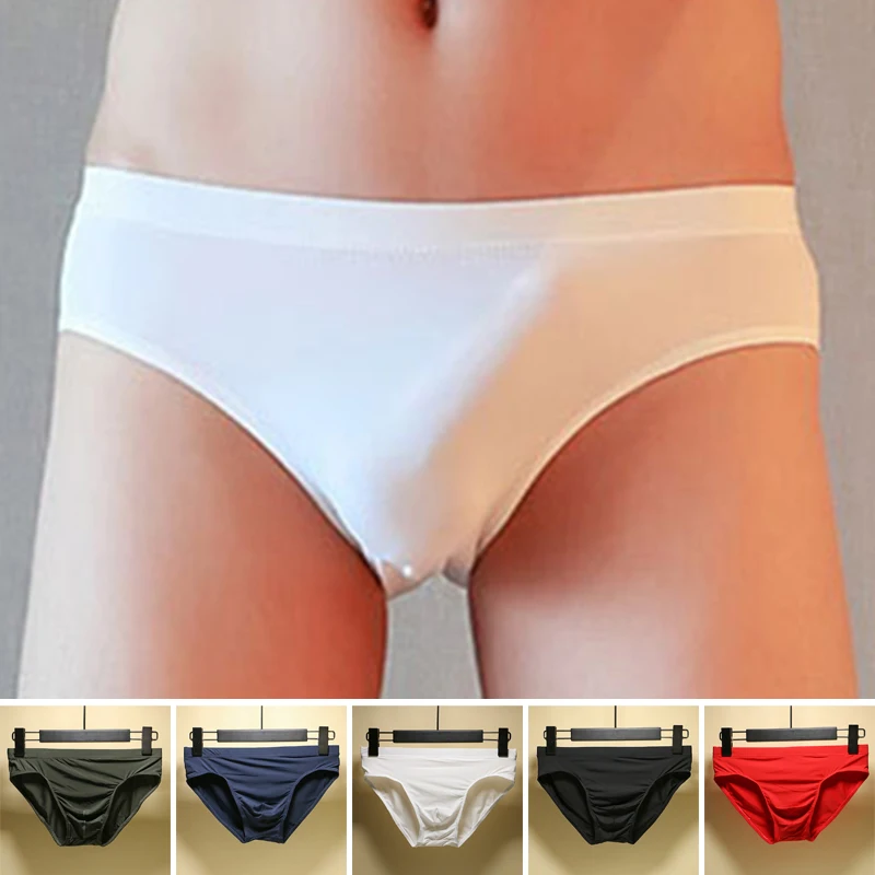 

Male Briefs Underwear Breathable Thongs Sexy Pouch Underpants Sexy Stretch Knickers Solid Panties Thin Lingerie