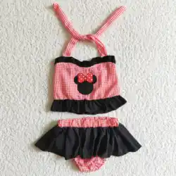 N​ew Update Wholesale Kids Beach Swimwear Summer Toddler Embroidery Seersucker Sets Baby Girls 2PCS Swimsuits