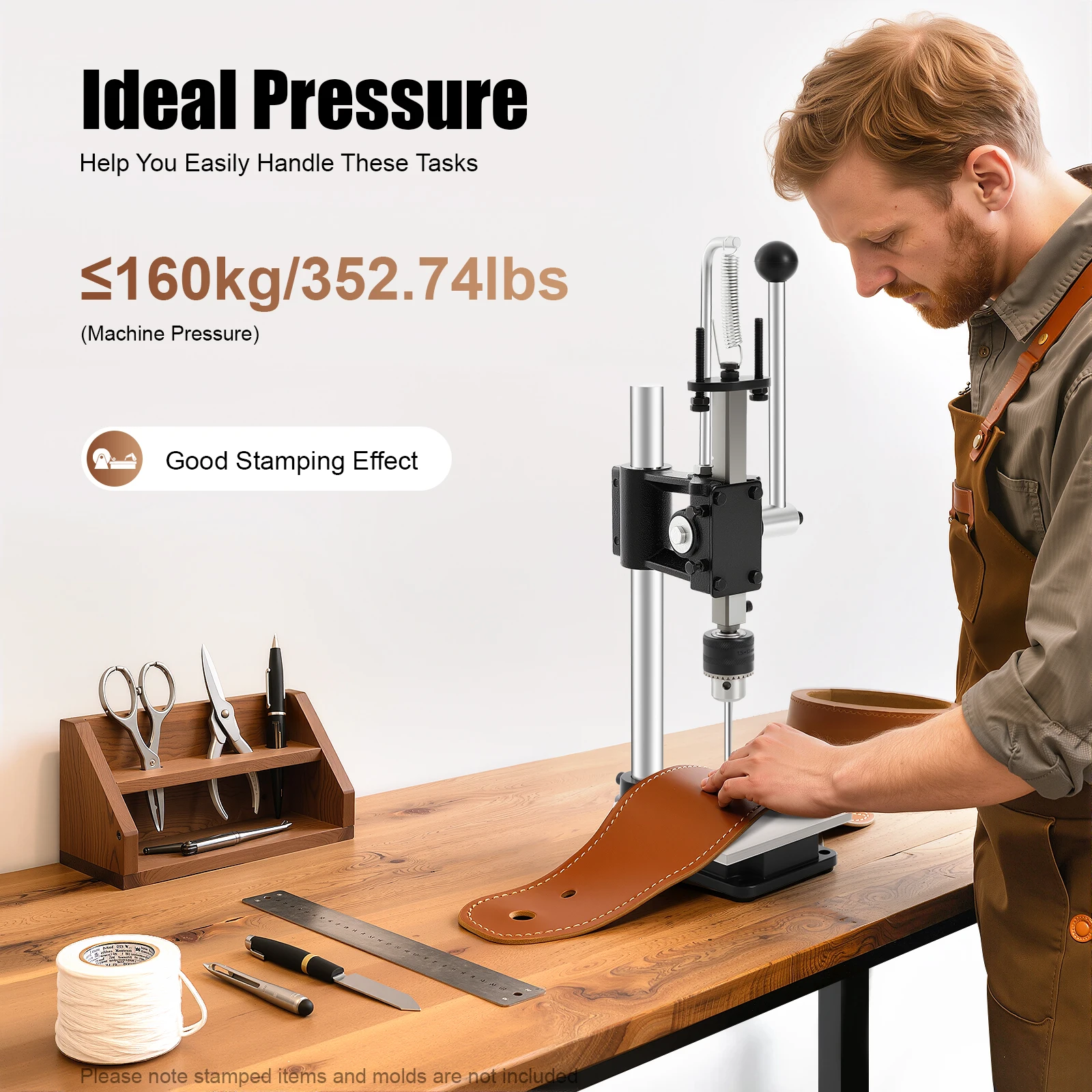 Perforatrice 352,74 libbre Pressione massima 0,06-0,51 pollici Mandrino in ghisa altezza 0-6,3 pollici adatto per tessuti di carta artigianale in pelle