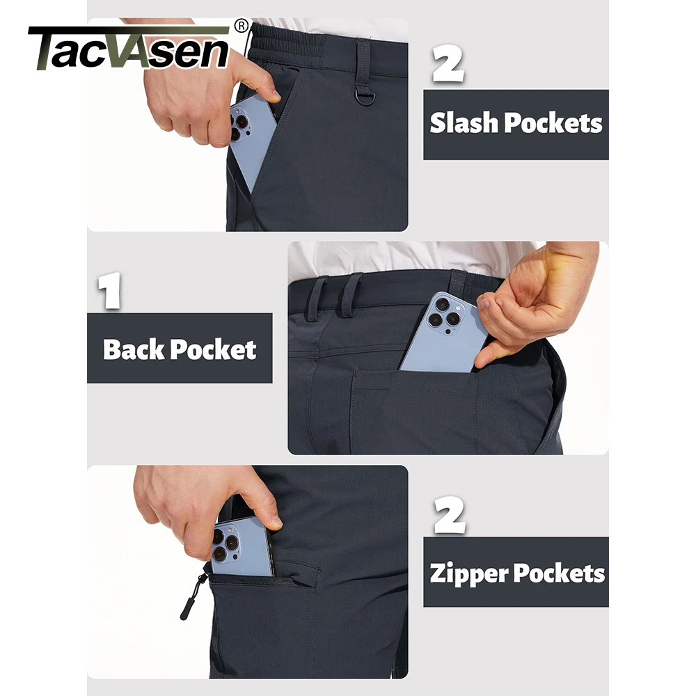 TACVASEN Summer Lightweight Casual Shorts Mens Hiking Fishing Waterproof Outdoor Cargo Work Shorts Multiple Pockets Short Pants