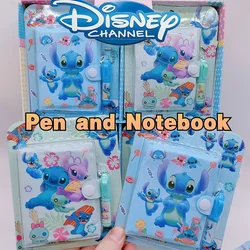 Disney Anime Stitch Notebook con penna Kawaii Lilo & Stitch Blocco note portatile Mini Notebook Set Cartoon Cancelleria per bambini